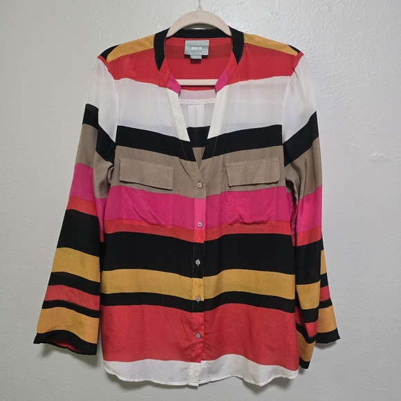 Maeve Tops - Anthropologie Maeve Stripe 100% Silk Blouse